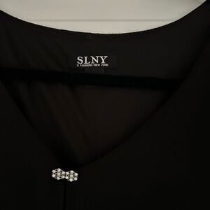 SLNY Black Dress with Rhinestone Detail